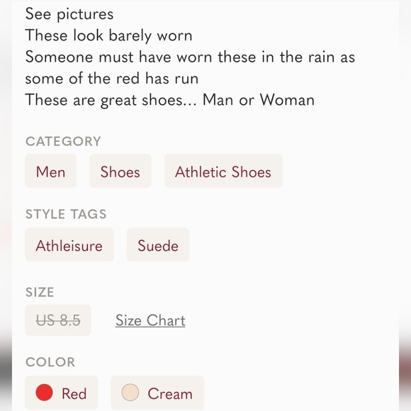 Vans cream, white and red high tops in 8.5 - Picture 9 of 9